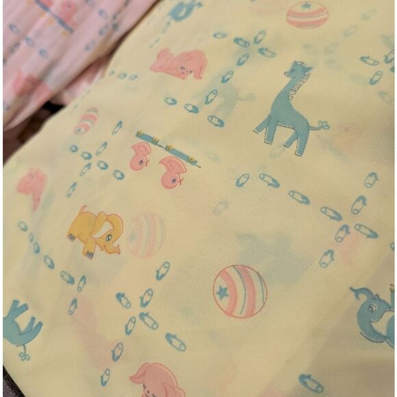 Vintage MCM Lot Of 3 Bolts Of Baby Sheer Nursery Baby Animal Print Material Rare - Picture 5 of 12